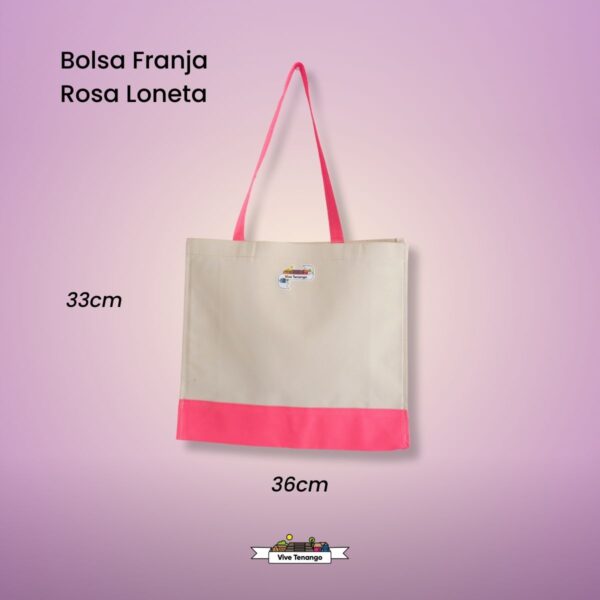 Bolsa Vive Tenango Franja Rosa Loneta Atrás